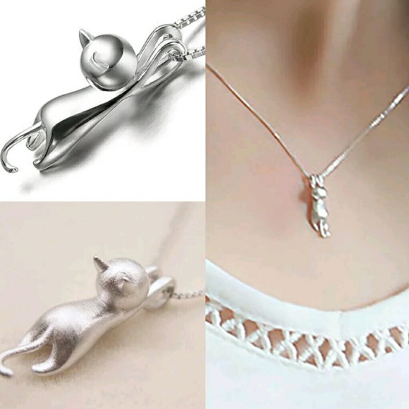 Sterling Silver Necklace Jewelry - 🐱925 Silver Stamped Kitty Kat Pendant Necklace
